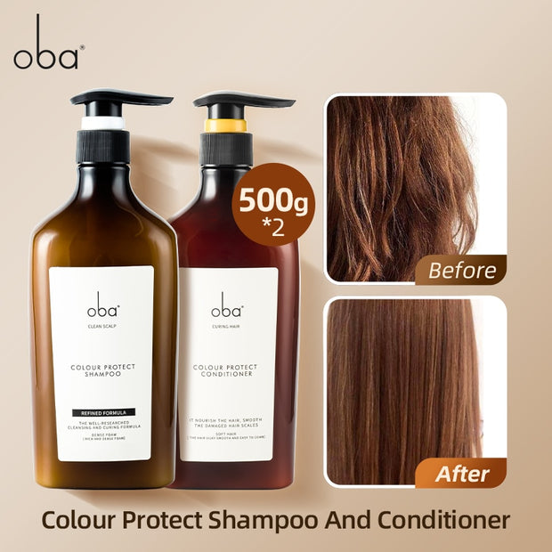 Oba Panthenol Keratin Shampoo and Conditioner Deep Clean Protect Color Curls Silicone Free Professional Shampoo Women