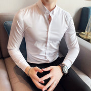 5XL-M Plus Size Long Sleeve Shirt For Men Clothing 2022 Simple Business Formal Wear