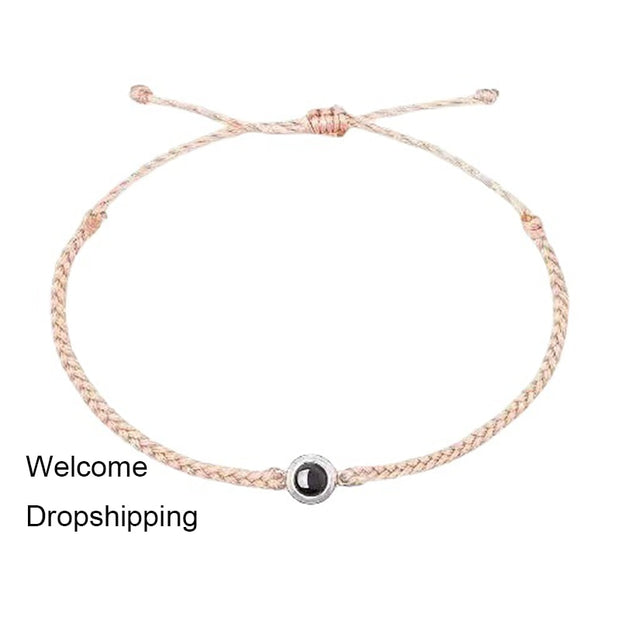 New Braided Bracelet Personalized Circle Photo Projection Bracelet Couples