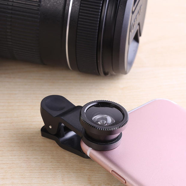 Fisheye Wide Angle 3 in 1 Wide Angle Macro Fisheye Phone Camera Lens Kit with Phone Clip