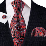 3PC Fashion Luxury Dark Floral 100% Silk Tie Gifts For Men Suit