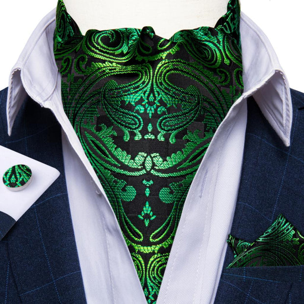 Luxury Men&#39;s Vintage Paisley Floral Formal Cravat Ascot Tie Self British Style