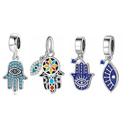 925 Sterling Silver Hand of Fatima pendants Patron saint charms beads
