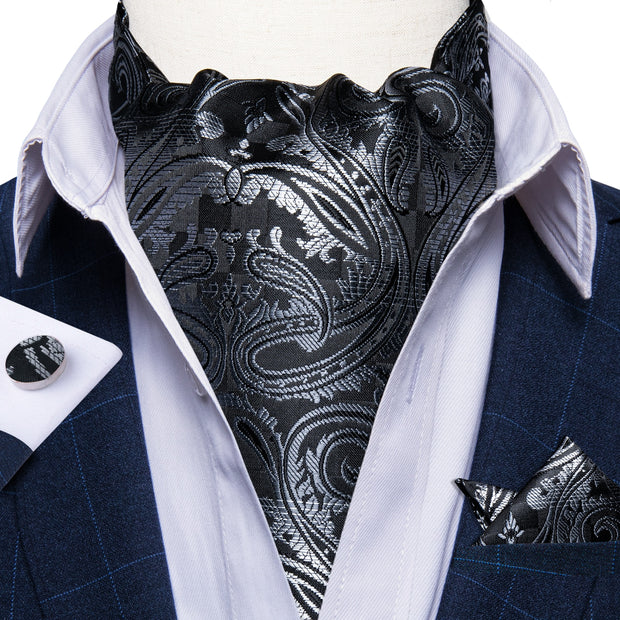 Luxury Men&#39;s Vintage Paisley Floral Formal Cravat Ascot Tie Self British Style