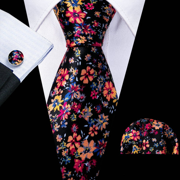 Tie Set Silk Jacquard Floral Necktie Wedding Business Handkerchief Cufflinks Tie