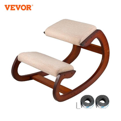 VEVOR Ergonomic Rocking Wooden Kneeling Chair Stool