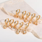 Lucky ZirconTurkish Evil Eye Hoop Earrings For Women Vintage Round Pendant Earrings