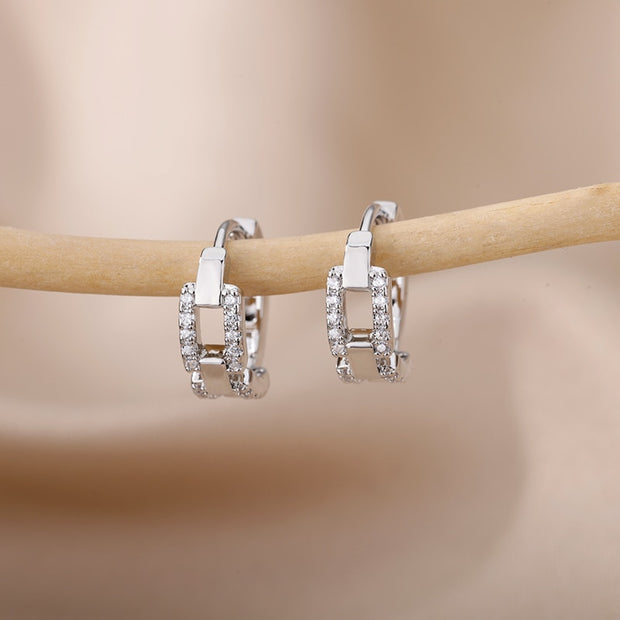 1 Pair Cute Enamel Heart Earrings For Women Sliver Color Stainless Steel