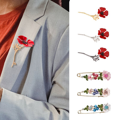 New Flower Jewelry Retro Brooch Elegant Pin Rhinestone Jewelry Women