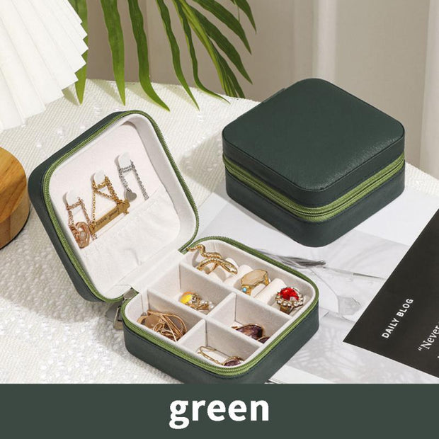 Jewelry Box Organizer Display Velvet Portable Leather Travel Jewelry Case
