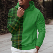 Men Women Hoodies Orange Plaid Patchwork Sweatshirts 3d Printed