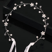 Fashion Pearl Flower Ribbon Headband Bridal Wedding Hairband Bridal Hair Accessories