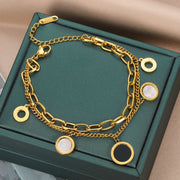 New Luxury Famous Brand Jewelry Gold Color Stainless Steel Roman Numerals Bracelets