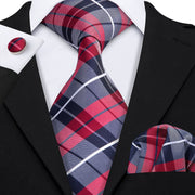 Fashion Green Plaid Men Tie Set Silk Jacquard Necktie Wedding Business