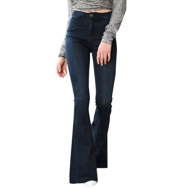 Flare Jeans Womens Retro Harajuku Dark Blue