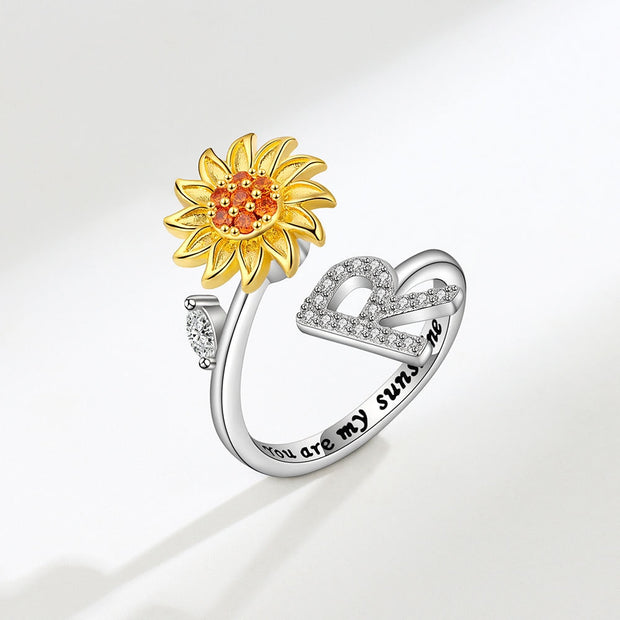 You Are My Sunshine Spinner Sunflowe Rings For Women Fidget Anti Stress