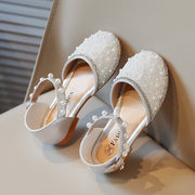 Jlong Summer Kids Girls Vintage Sandals Korean Style Princess Fashion Pearl Beads