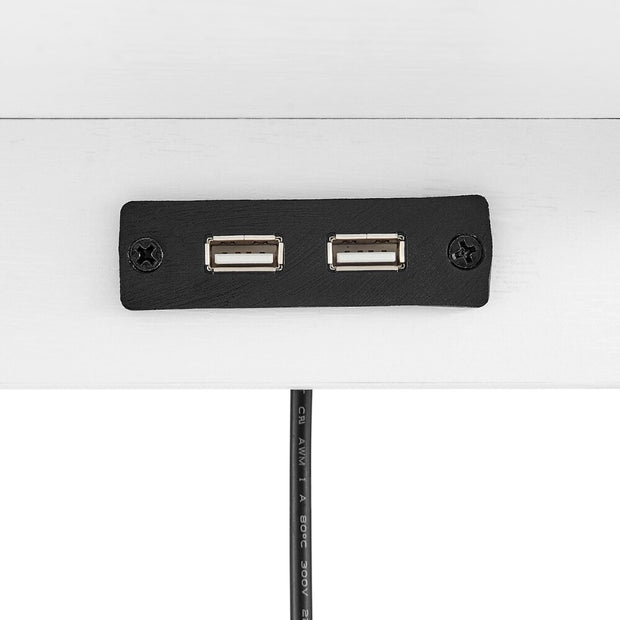 2-Drawers Nightstand with USB Bedroom White Bedside Table Bedroom Furniture