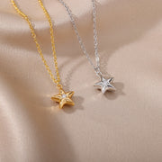 Stainless Steel Star Necklace For Women Silver Color Chain Geometric Choker