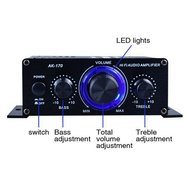 200W+200W Professional Home Amplifiers HiFi Stereo Audio Power Amplifier