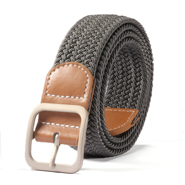 New Fashion Metal Pin Buckle Elastic Braided Stretch Belts Male