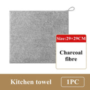 Bamboo Charcoal Dishcloth Microfiber Kitchen Towel Absorbent Non-stick Oil