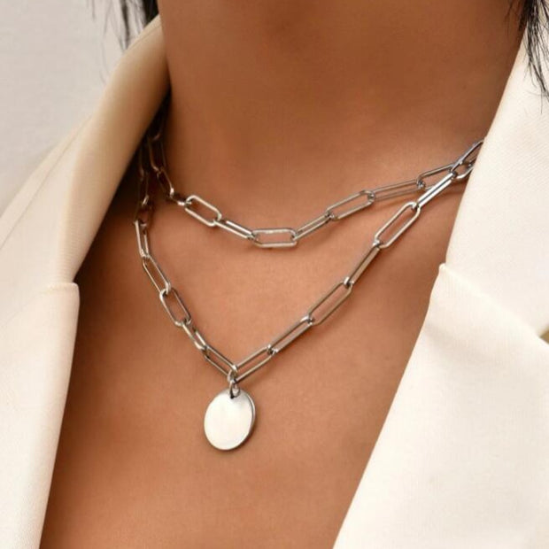 Vintage Pearl Charm Layered Necklace Women Jewelry Layered Accessories