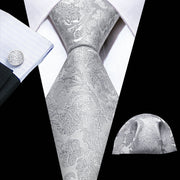 Tie Set Silk Jacquard Floral Necktie Wedding Business Handkerchief Cufflinks Tie