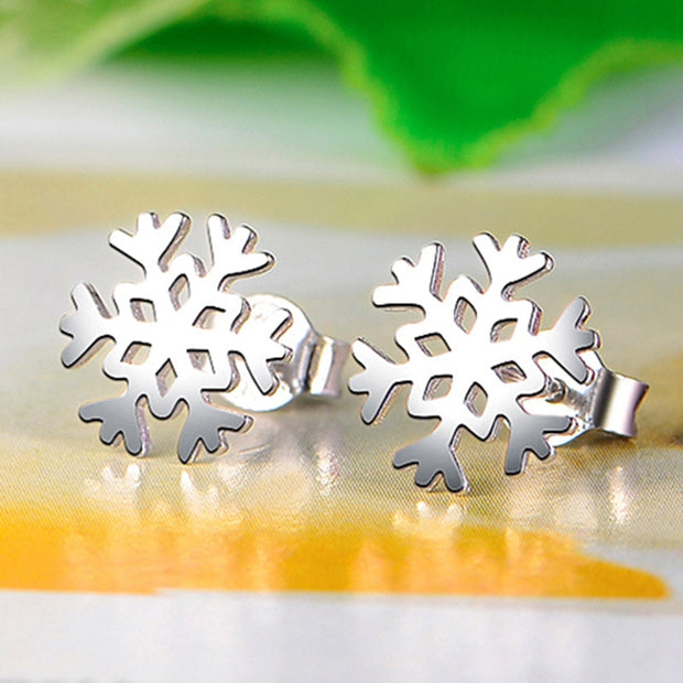 Temperament Female Snowflake Silver-plated Earrings Korean Version Love