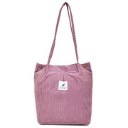 Women Corduroy Shoulder Bag Reusable Shopping Bags Casual Tote