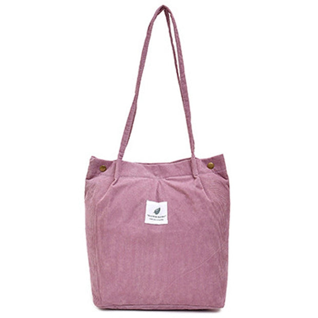 Women Corduroy Shoulder Bag Reusable Shopping Bags Casual Tote