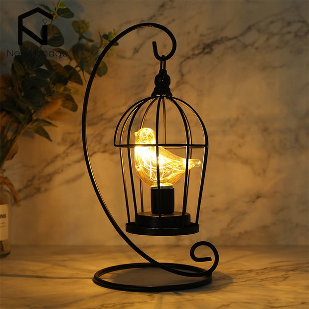 Creative Birdcage Iron Hollow Table Lamps