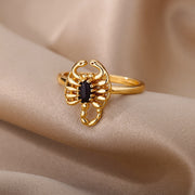 Fashion Black Zircon Scorpion Rings For Women Stainless Steel Gold Plated Finger Ring