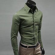Button Up T Shirt Slim Fit Casual Long-sleeved Blouse Formal Social Business
