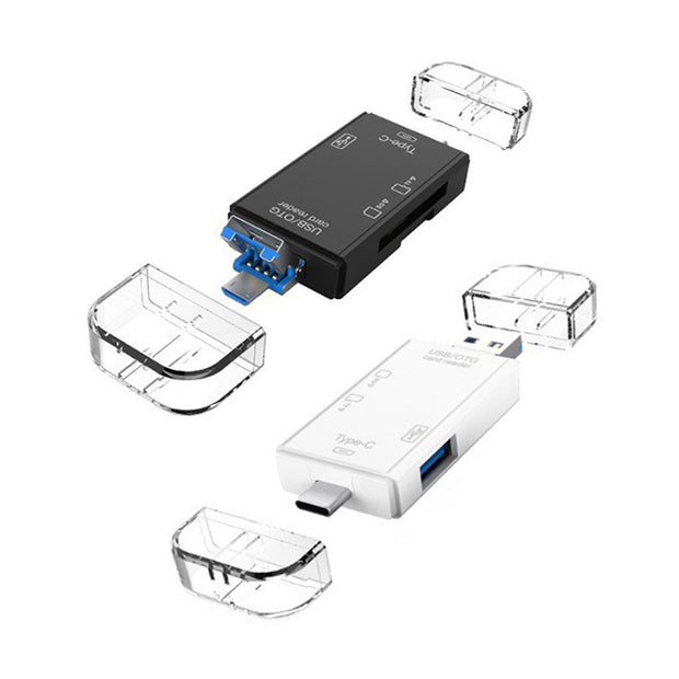 6 in 1 OTG USB 3.0 Type-C Card Reader for Secure Digital/TF Cardreaders Splitter