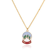 Zircon Christmas Tree Necklace For Women Chain Stainless Steel Necklace