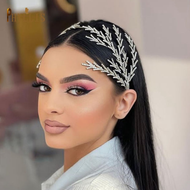 A254 Silver Gold Bride Headband Rhinestone Hair Jewelry for Women Tiaras Luxury