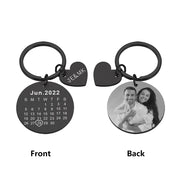 Personalized Custom Key Chain Ring Engraved Calendar Date Stainless Steel Keyring