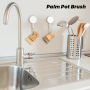 Bamboo Dish Scrub Brushes Palm Pot Dish Brush Round Scrubber For Kitchen