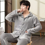 X5000 Thickened Flannel Pajamas Men&#39;s Fleece Sleepwear