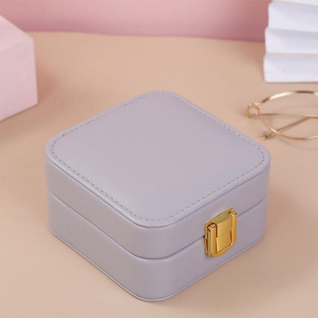 Protable Leather Jewelry Box Small Earrings Holder Ring Necklace Casket For Jewelry