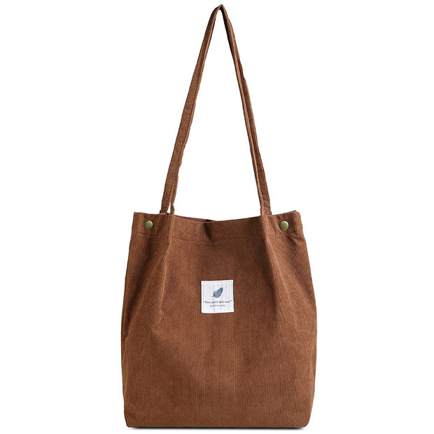 Women Corduroy Shoulder Bag Reusable Shopping Bags Casual Tote