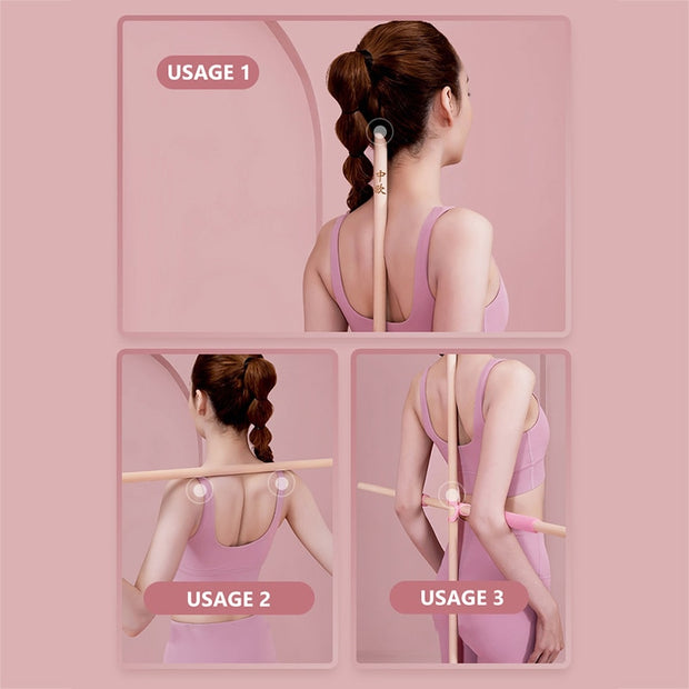 Women Girl Wooden Posture Corrector Stick Back Posture Correction Stretcher