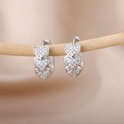1 Pair Cute Enamel Heart Earrings For Women Sliver Color Stainless Steel