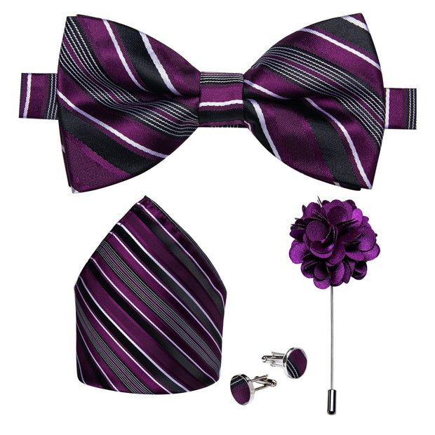 Wedding Bow Tie for Men Classic Red Pre-tied Bowtie Gift Set