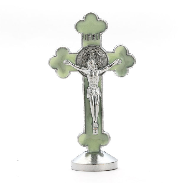 Fashion Luxury Big and Small Cross Jesus Crystal Statue Figurine Xmas Ornament