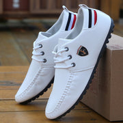 Mens Shoes White Black Breathable Brand Driving Autumn Male Flats