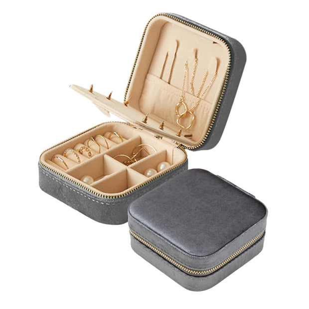 Plush Jewelry Organizer Box Portable Velvet Travel Jewelry Boxes Case Small Jewelry Box