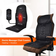 Electric Heating Vibrating Back Massager Portable Massage Chair Cussion Seat Pad