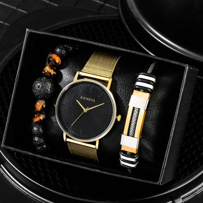 Luxury Watch for Men Quartz Wristwatches Business Bracelet Watches Set Gift